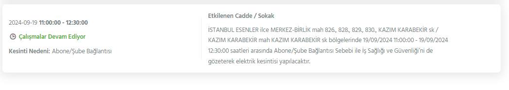 İstanbul'un 19 ilçesinde bu gece yarısından itibaren elektrikler kesiliyor 13